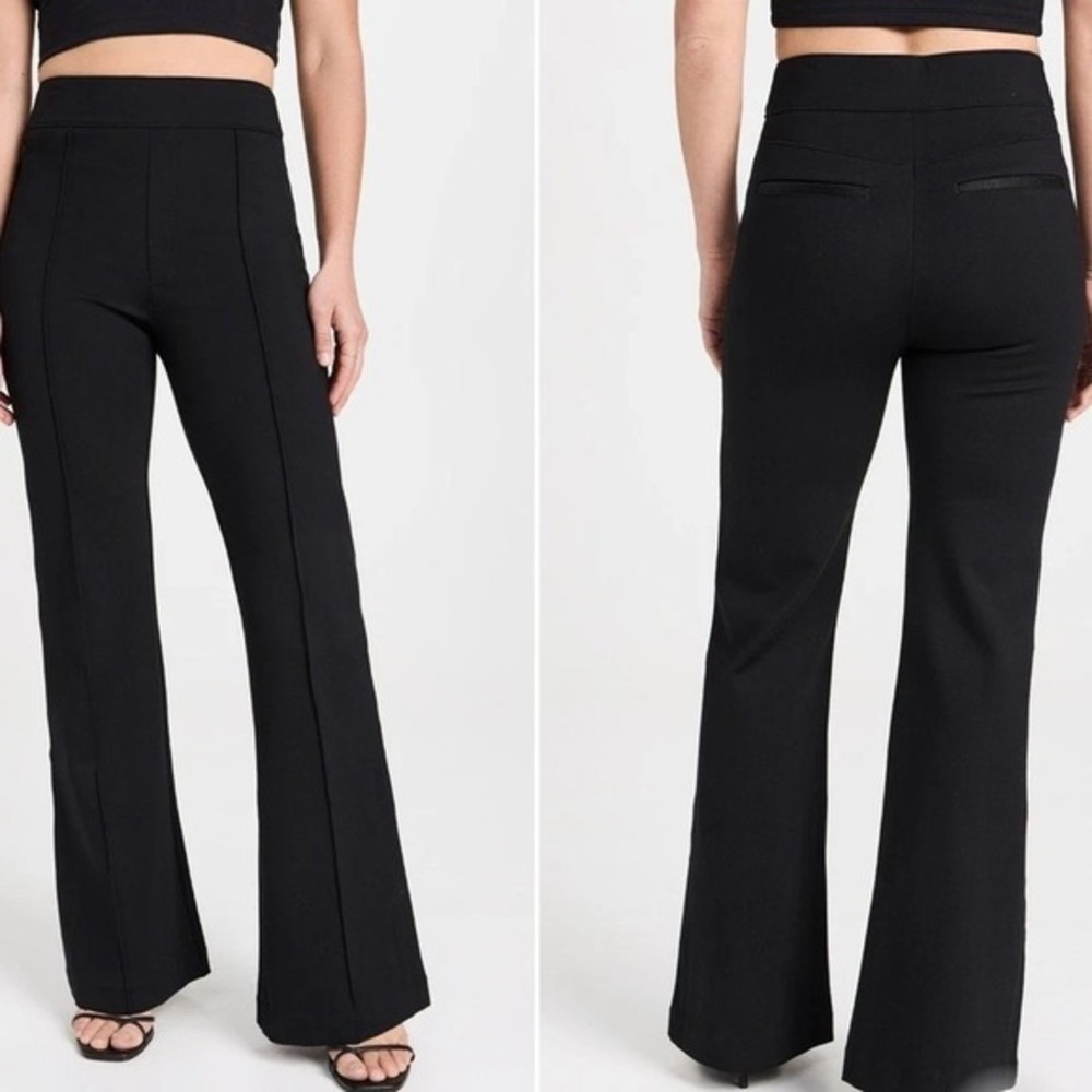 SPANX Black Petite Flare Leg Ponte Pants Women's Size 1X P Casual Career Classic